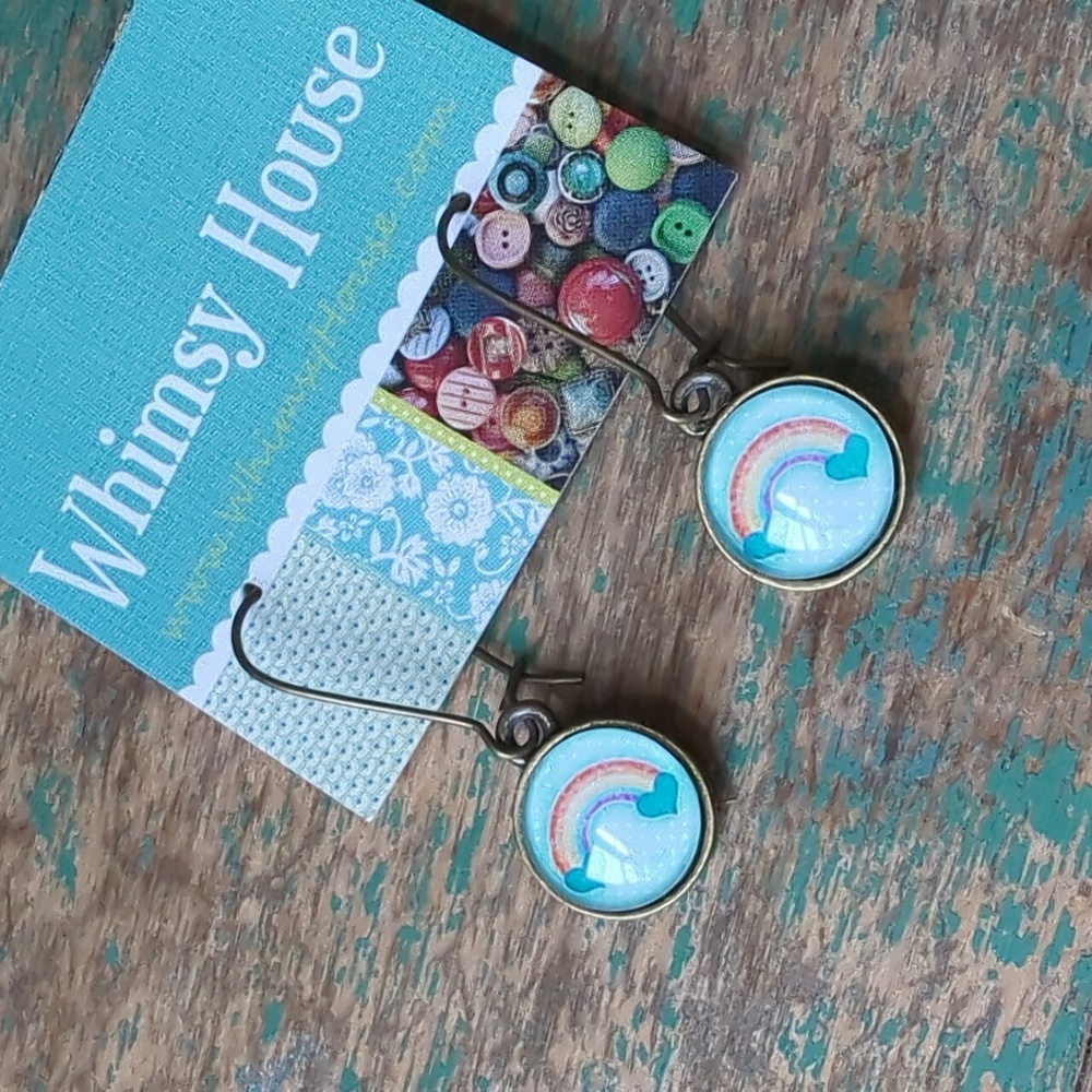 2/$16 WHIMSY HOUSE I NWT Handmade Happy Rainbow Dangle Earrings